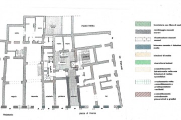  Pianta del piano terra  del complesso residenziale di Piazza di Firenze 24, scheda degli interventi di consolidamento