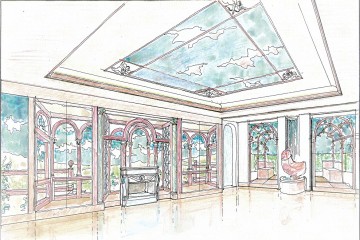 A. Elaborato di progetto per allestimento allegorico di locali di rappresentanza, Roma