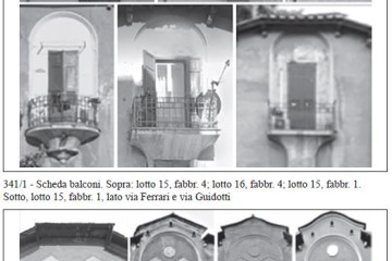 Case per l'affitto, lotti 15 e 16; scheda balconi e portefinestre, p. 296